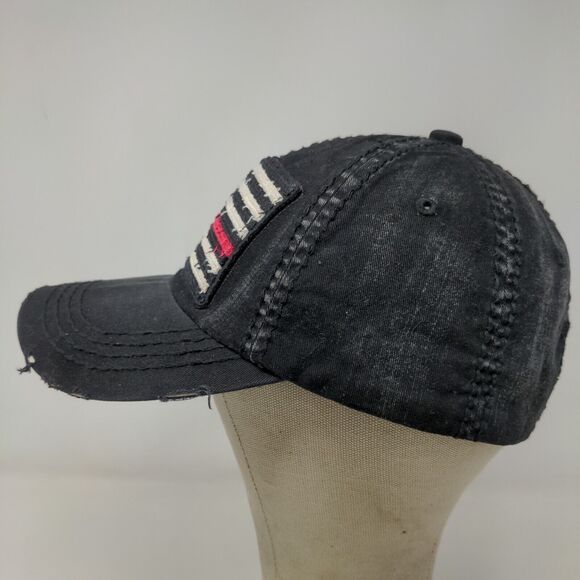 KBEthos Men's Patriotic Slideback Hat Black OS Distressed Big American Flag - Picture 5 of 10